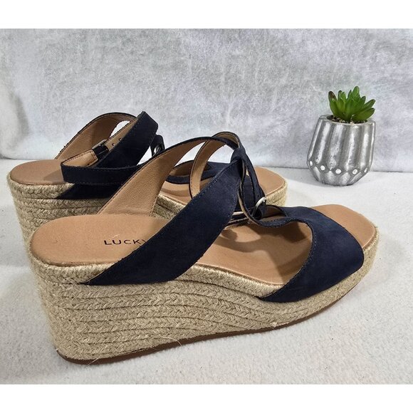 Lucky Brand Valki Navy Blue Espadrille Ankle Strap Sandal Size 7.5 M - Picture 4 of 12